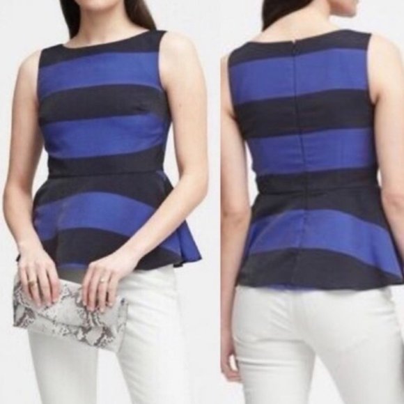 Banana Republic Tops - NWT Banana Republic Blue Striped Peplum Top